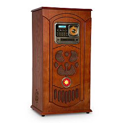 Auna Musicbox, jukebox, gramofon, CD přehrávač, BT, USB, SD, FM tuner, dřevo