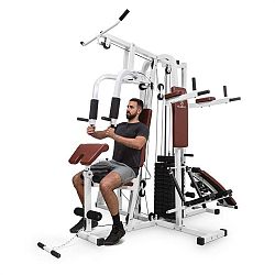 KLARFIT Ultimate Gym 9000, 7 stanic, do 150 kg, QR ocel, bílá