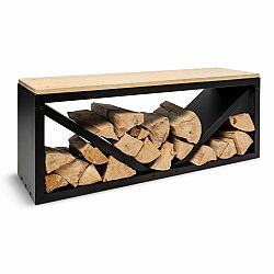 Blumfeldt Kindlewood L Black, stojan na dřevo, lavička, 104 × 40 × 35 cm, bambus, zinek